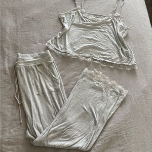 F&F Light Gray Lace Trim Pajama Set